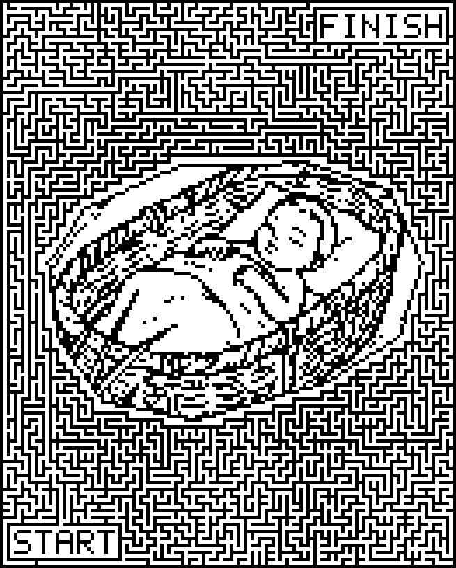 Printable Bible maze around baby Moses in a basket in the reeds