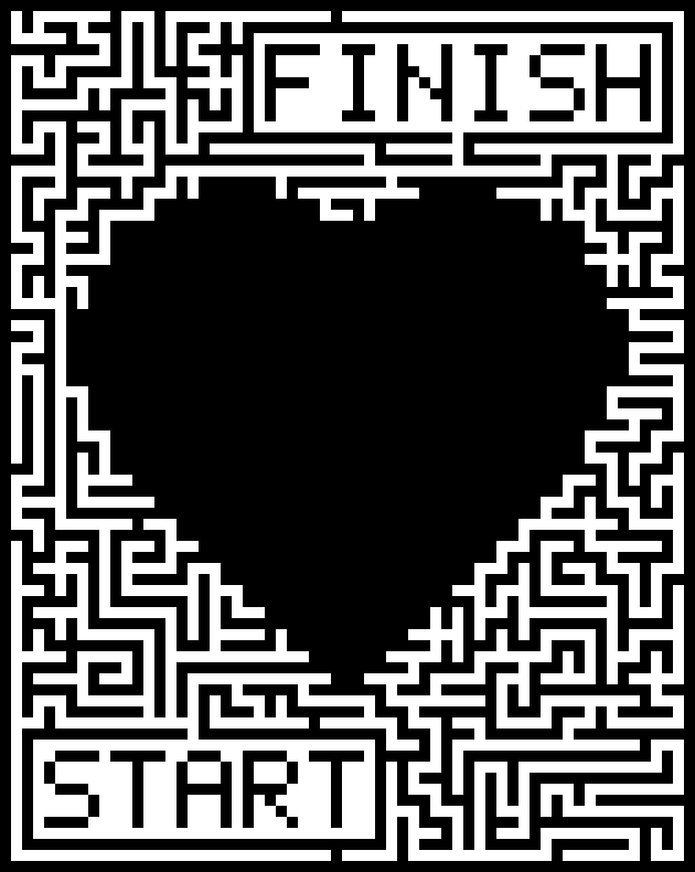 Easy printable Valentine’s Day maze around a heart