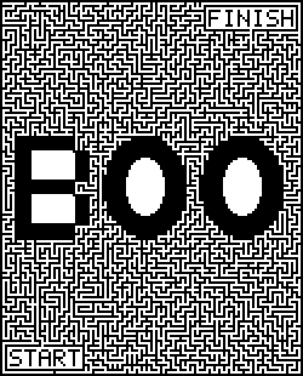 Printable Halloween maze with the word BOO in it