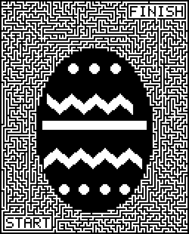 Printable Easter maze around a decorated egg