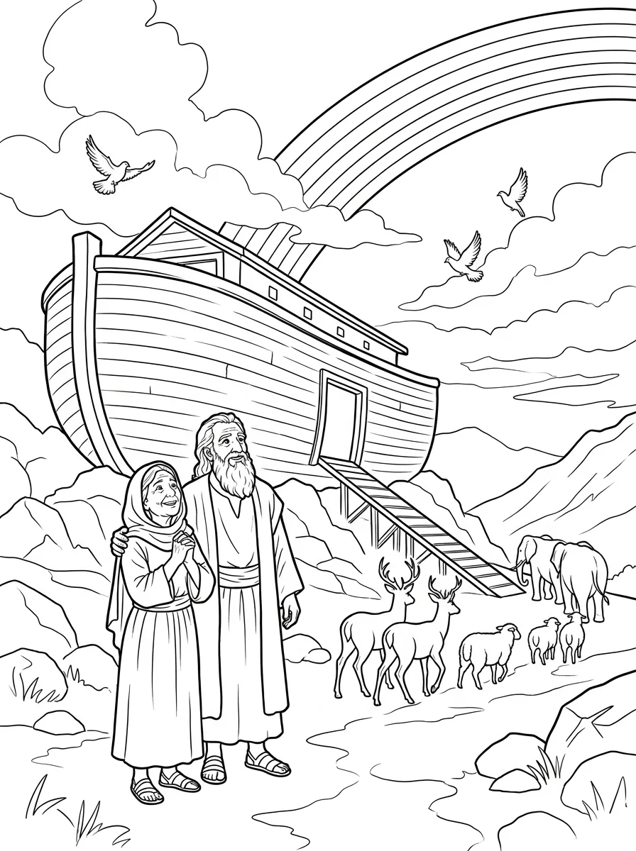 Printable Bible coloring page: The rainbow