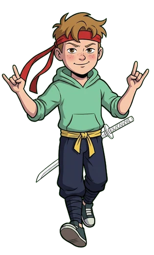 The hero throwing rock horns